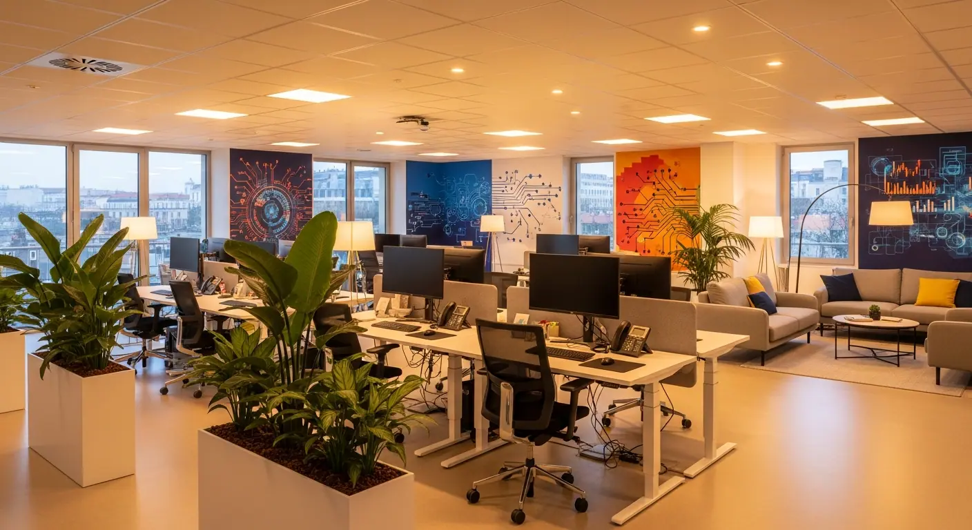 Espace de travail moderne des bureaux NoCode Builder à Lyon